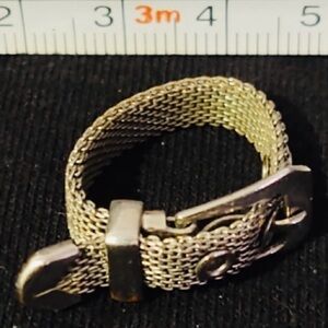 Vintage Gold Tone Belt Buckle Mesh Ring